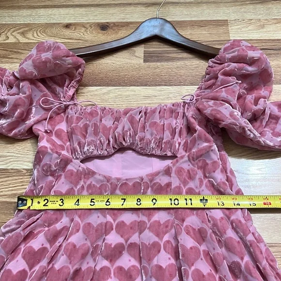 For Love Lemons Nikki Heart Burnout Cute Romantic Midi Dress size S - Picture 8 of 16